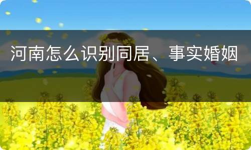 河南怎么识别同居、事实婚姻