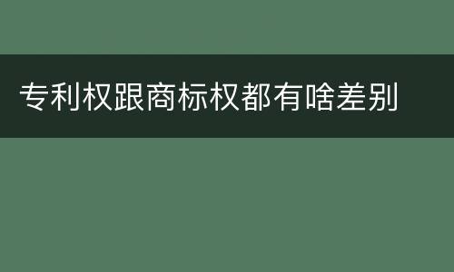 专利权跟商标权都有啥差别