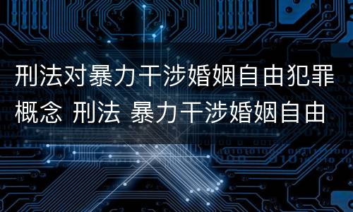 刑法对暴力干涉婚姻自由犯罪概念 刑法 暴力干涉婚姻自由罪