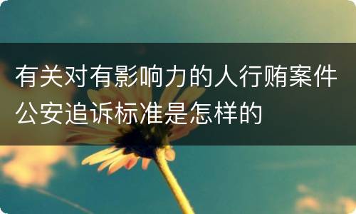 有关对有影响力的人行贿案件公安追诉标准是怎样的