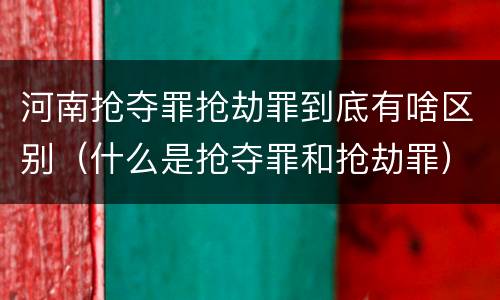 河南抢夺罪抢劫罪到底有啥区别（什么是抢夺罪和抢劫罪）