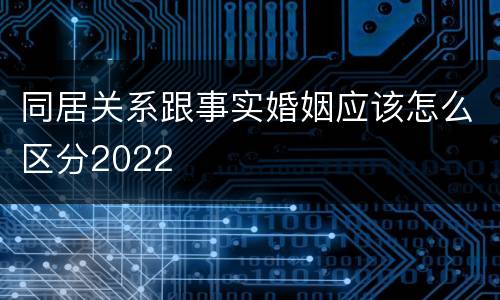 同居关系跟事实婚姻应该怎么区分2022