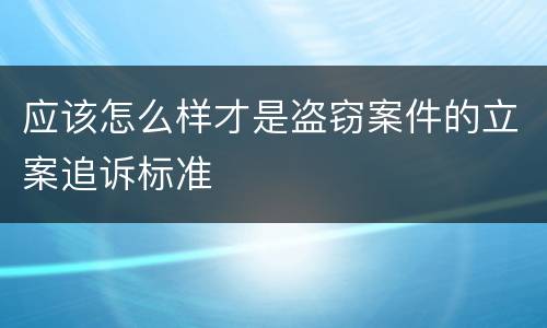 应该怎么样才是盗窃案件的立案追诉标准