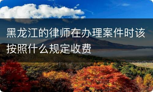 黑龙江的律师在办理案件时该按照什么规定收费