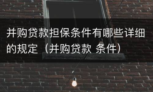 并购贷款担保条件有哪些详细的规定（并购贷款 条件）