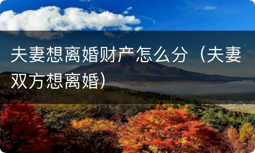 夫妻想离婚财产怎么分（夫妻双方想离婚）