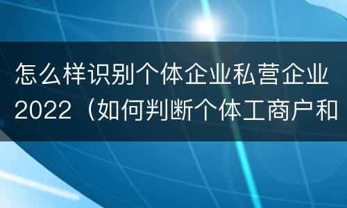 怎么样识别个体企业私营企业2022（如何判断个体工商户和企业）