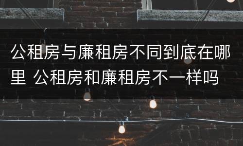 公租房与廉租房不同到底在哪里 公租房和廉租房不一样吗