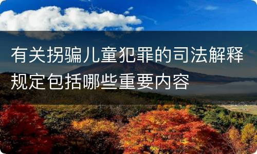 有关拐骗儿童犯罪的司法解释规定包括哪些重要内容
