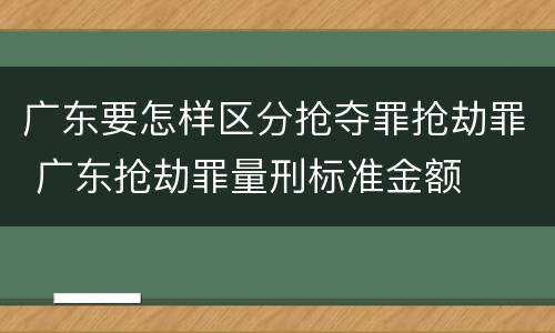 广东要怎样区分抢夺罪抢劫罪 广东抢劫罪量刑标准金额