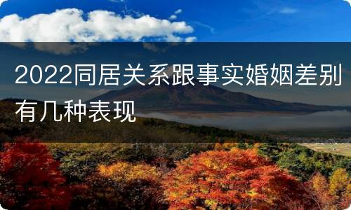 2022同居关系跟事实婚姻差别有几种表现
