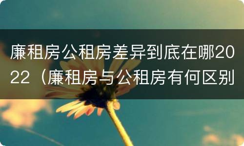 廉租房公租房差异到底在哪2022（廉租房与公租房有何区别）