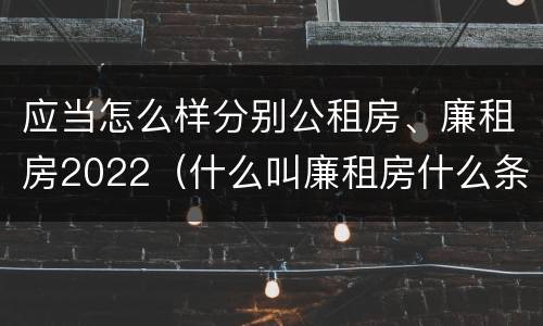 应当怎么样分别公租房、廉租房2022（什么叫廉租房什么条件什么叫公租房）