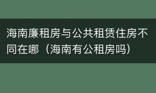 海南廉租房与公共租赁住房不同在哪（海南有公租房吗）