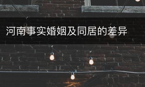 河南事实婚姻及同居的差异