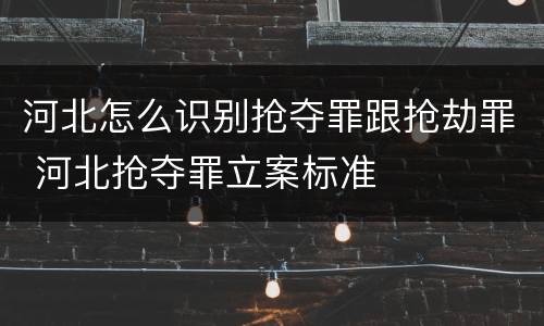 河北怎么识别抢夺罪跟抢劫罪 河北抢夺罪立案标准