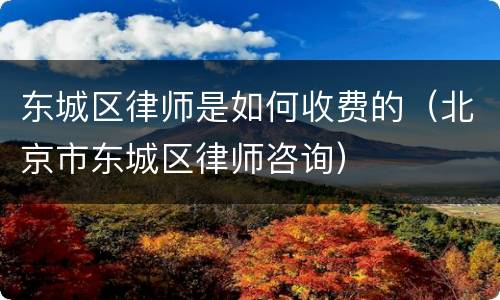 东城区律师是如何收费的（北京市东城区律师咨询）