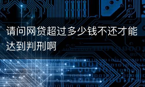 请问网贷超过多少钱不还才能达到判刑啊