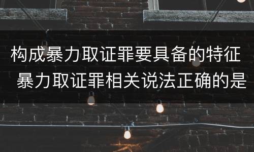 构成暴力取证罪要具备的特征 暴力取证罪相关说法正确的是