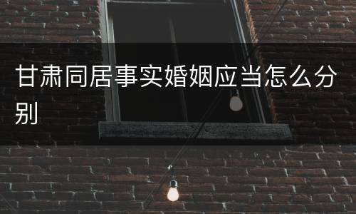 甘肃同居事实婚姻应当怎么分别