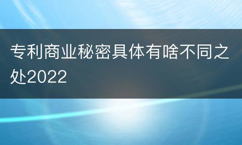 专利商业秘密具体有啥不同之处2022