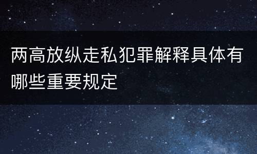两高放纵走私犯罪解释具体有哪些重要规定
