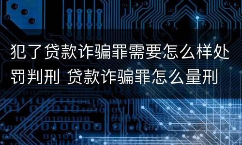 犯了贷款诈骗罪需要怎么样处罚判刑 贷款诈骗罪怎么量刑