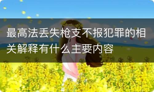 最高法丢失枪支不报犯罪的相关解释有什么主要内容
