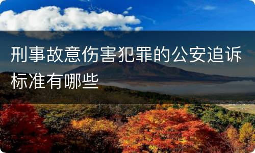 刑事故意伤害犯罪的公安追诉标准有哪些