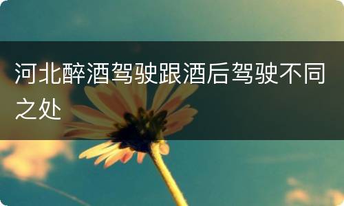 河北醉酒驾驶跟酒后驾驶不同之处