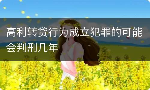 高利转贷行为成立犯罪的可能会判刑几年