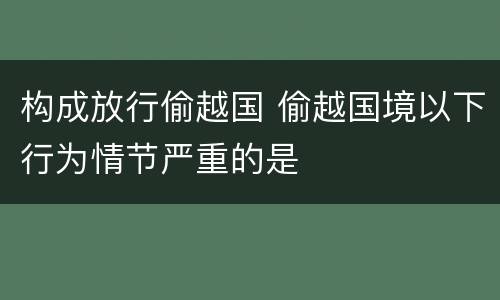 构成放行偷越国 偷越国境以下行为情节严重的是