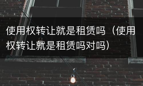 使用权转让就是租赁吗（使用权转让就是租赁吗对吗）