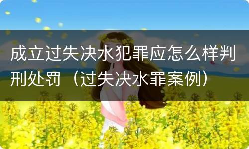 成立过失决水犯罪应怎么样判刑处罚（过失决水罪案例）
