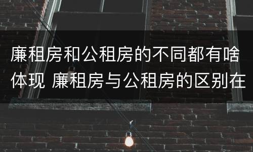 廉租房和公租房的不同都有啥体现 廉租房与公租房的区别在哪里