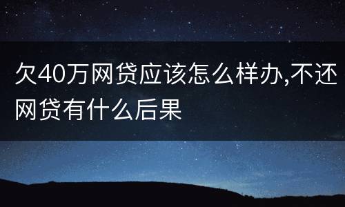 欠40万网贷应该怎么样办,不还网贷有什么后果