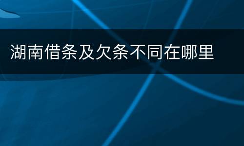 湖南借条及欠条不同在哪里
