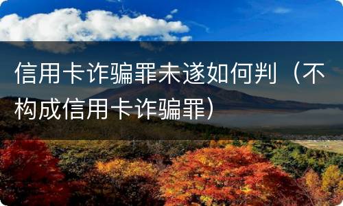 信用卡诈骗罪未遂如何判（不构成信用卡诈骗罪）