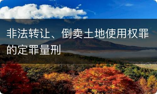 非法转让、倒卖土地使用权罪的定罪量刑