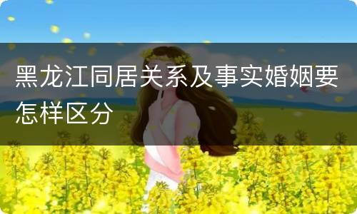 黑龙江同居关系及事实婚姻要怎样区分