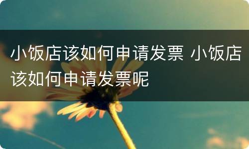 小饭店该如何申请发票 小饭店该如何申请发票呢