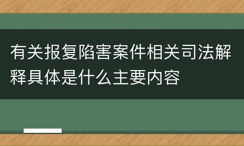 有关报复陷害案件相关司法解释具体是什么主要内容