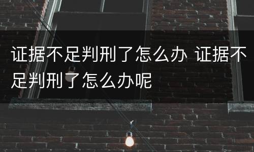 证据不足判刑了怎么办 证据不足判刑了怎么办呢
