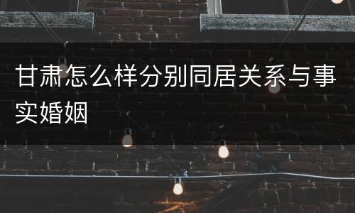 甘肃怎么样分别同居关系与事实婚姻