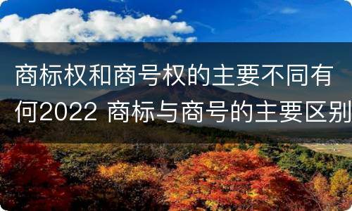 商标权和商号权的主要不同有何2022 商标与商号的主要区别表现
