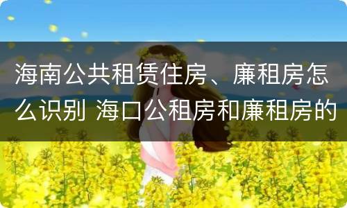 海南公共租赁住房、廉租房怎么识别 海口公租房和廉租房的区别