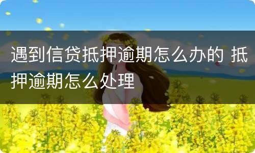 遇到信贷抵押逾期怎么办的 抵押逾期怎么处理