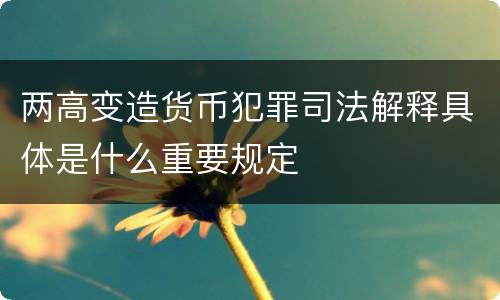 两高变造货币犯罪司法解释具体是什么重要规定
