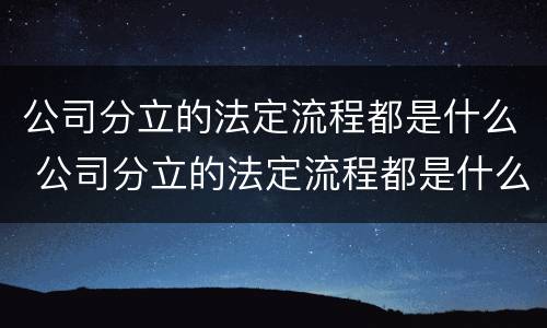 公司分立的法定流程都是什么 公司分立的法定流程都是什么意思