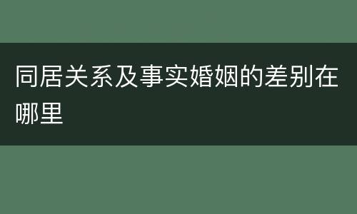 同居关系及事实婚姻的差别在哪里